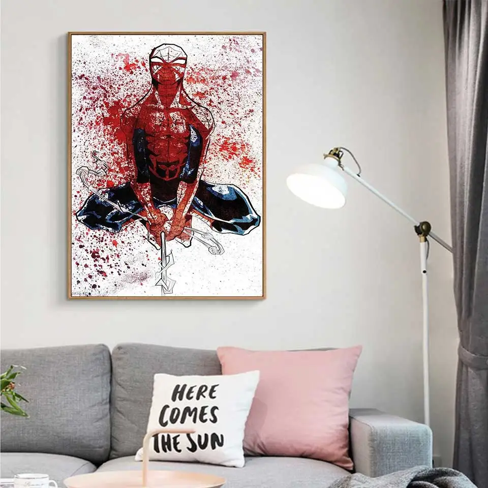 Человек-паук Горячая Marvel супергерой комикс фильм художественная живопись шелк Холст плакат Настенная картина украшение для комнаты мальчиков живопись
