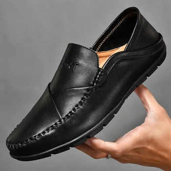 

Genuine Leather Men Casual Shoes Luxury Brand 2020 Mens Loafers Moccasins Flats Breathable Slip on Lazy Driving Shoes Plus Size