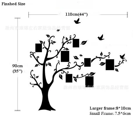 2141 Black And White with Pattern Hot Selling Photo Tree Three Generations Removable Wall Stickers Living Room Bedroom Televisio