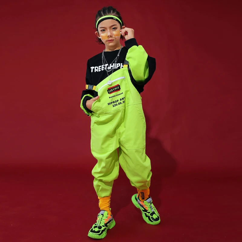Зеленый танцевальный костюм для джаза одежда выступлений мальчиков уличная