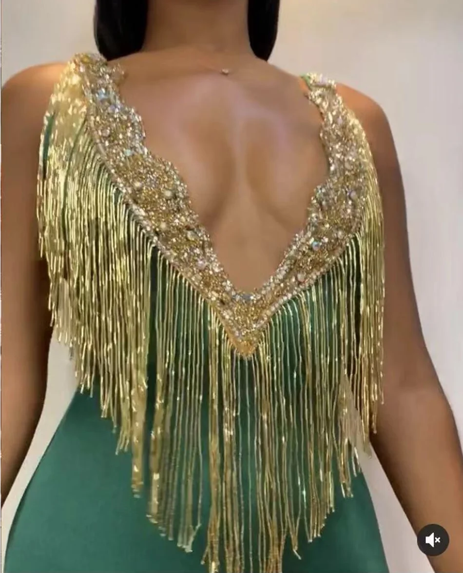 Новинка, Осеннее зеленое Бандажное Клубное платье с кисточками, Vestidos, сексуальное облегающее мини-платье с глубоким v-образным вырезом, вечернее платье для рождественской вечеринки