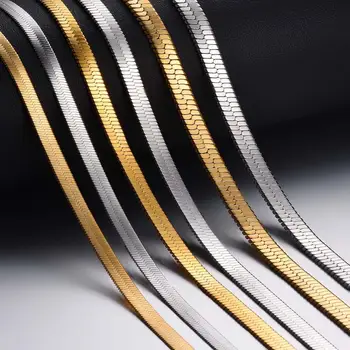 1 piece Width 4mm/5mm/6mm Stainless Steel Flat Snake Chain Necklace Jewelry for Men Women Not allergic 1