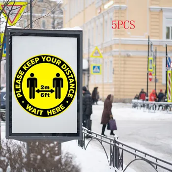 

Ground Sign Isolated Label 30cm Diameter Please Keep Wait Here Stand Here Keep 6ft In Between Distance Marker Floor