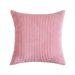 Classic Striped Corduroy Cushion Cover - Solid Color Pillowcase - 50X70CM (Rubber Pink)