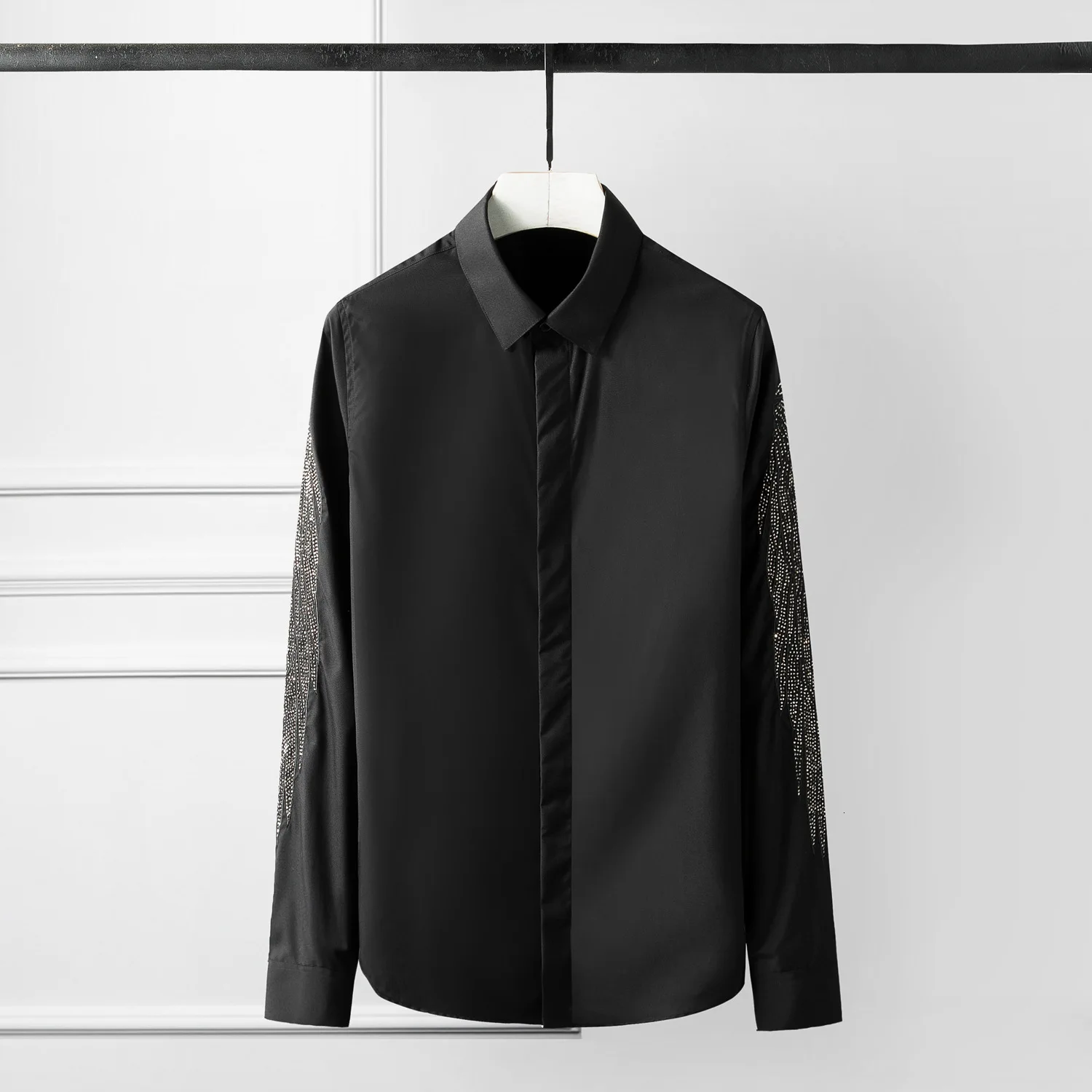 Рубашки мужские размера плюс 4xl Роскошные Крылья орла Горячая дрель с длинным рукавом мужские рубашки модные тонкие повседневные мужские рубашки