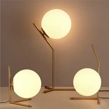 

Nordic Simple Glass Ball Table Lamp Sofa Living Room Hotel Bedroom Student Eye Protection Bedside Creative Reading Table Light