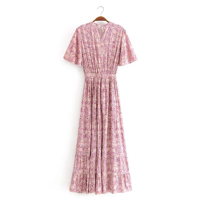 Boho королев для женщин с цветочным принтом поясом рисунком оборками пляжное