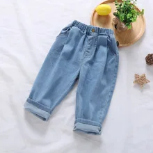 Осень г.; стиль; джинсы для мальчиков и девочек; детские брюки; K2160