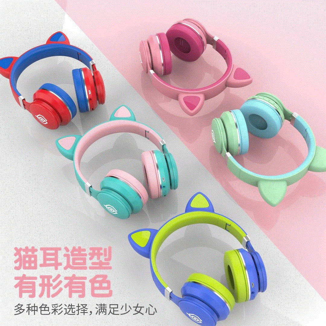 Cat Ear Bluetooth 5 0 Headphones LED Noise Cancelling Girls Kids Cute Headsets Support TF Card 3 5mm Mic Wireless Auriculares
