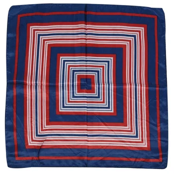 

Lady Dark Blue Red White Stripe Print Square Kerchief Neck Scarf Wrap