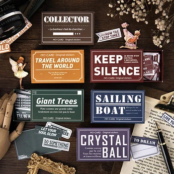 

JIANWU 20sheets Retro English Paper Sticker Decorative Sticker DIY Scrapbooking journal Drawer Sticker kawaii