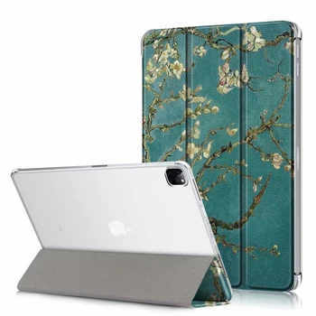 

For Apple iPad Pro 12.9 Case 2020 PU Leather Folding Stand Hard PC Back Smart Case for Funda iPad Pro 12 9 Cover 4th Generation