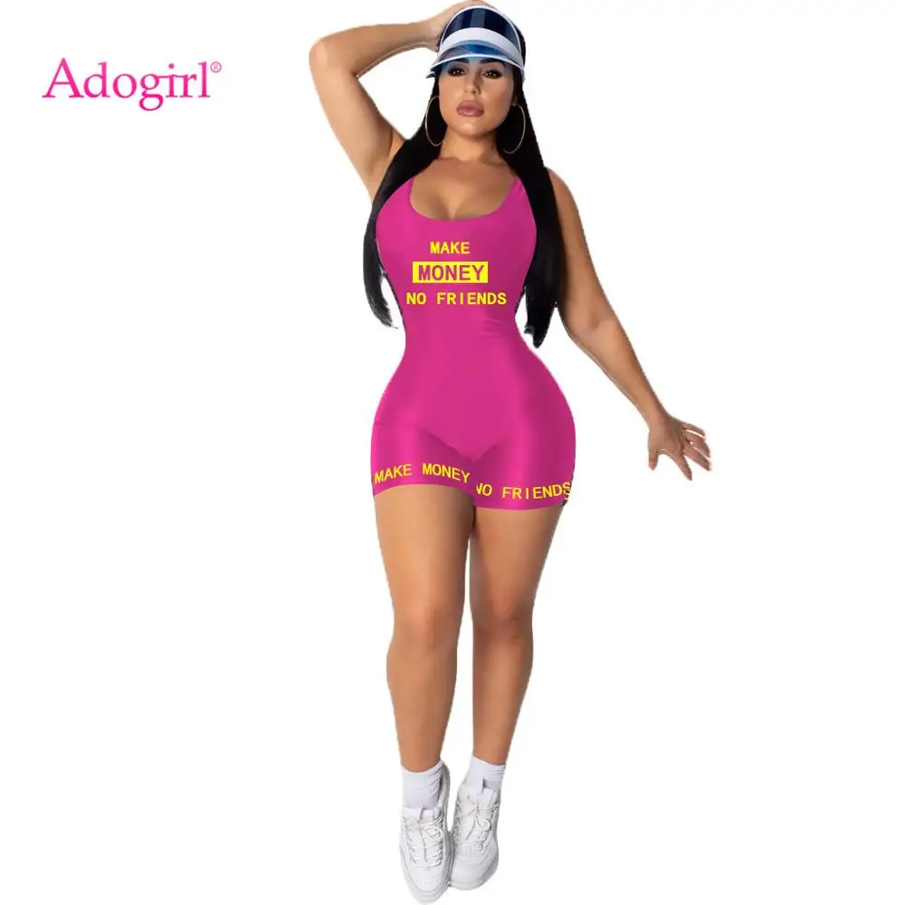 Adogirl Women Casual Letter Print Short Jumpsuit Tank O Neck Sleeveless Sports Playsuit Slim Backless Romper Casual Tracksuit Adogirl Women Casual Letter Print Short Jumpsuit Tank O Neck Sleeveless Sports Playsuit Slim Backless Romper Casual Tracksuit