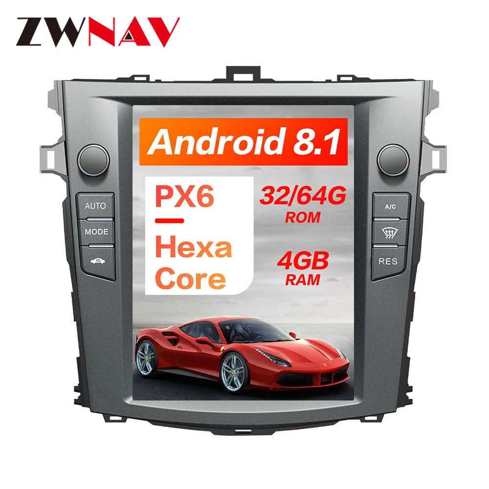 4 ГБ ОЗУ Тесла стиль Android 8,1 Автомобильный gps навигация для Toyota Corolla 2007-2013 головное устройство мультимедийный плеер радио магнитофон