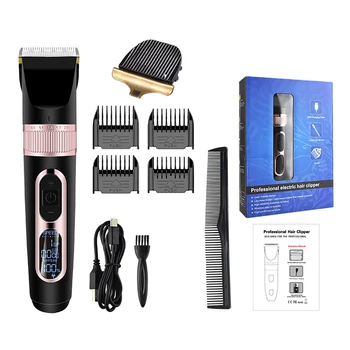 

2 In 1 Dog Clippers Cat Foot Hair Trimmer Dog Grooming Clipper USB Rechargeable LED Display 5-Speed Pet Electric Haircut kit