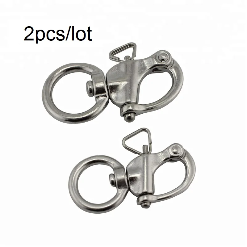 2PCS Stainless Steel 316 Snap Shackle 65mm 76mm Marine Stainless Steel Quick Release Snap Shackle Under Load For Bracelets