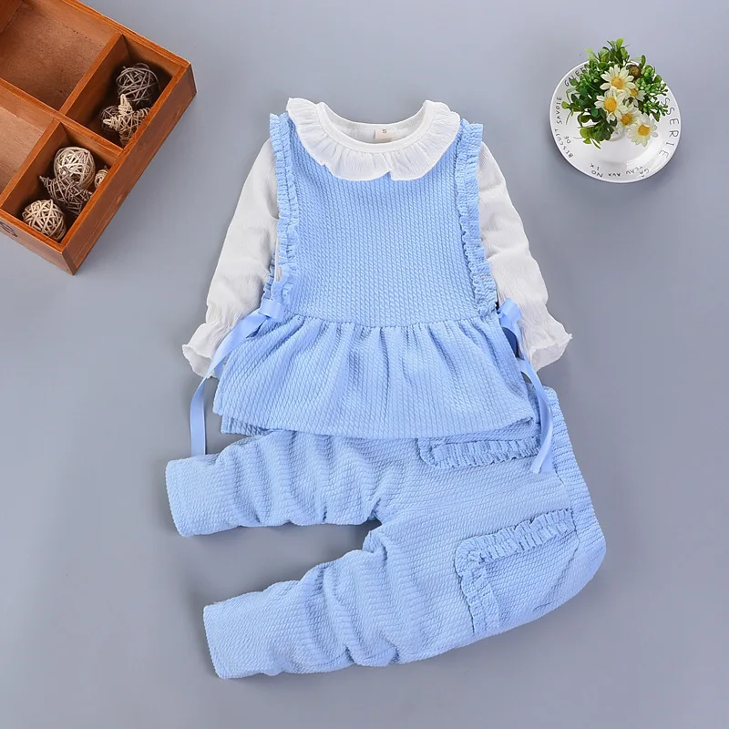 

Baby Girls Clothing Set Long Sleeve Spring Autumn Suit 2019 New Foreign Korean Baby Sweet Outerwear Clothes Three-piece Suit