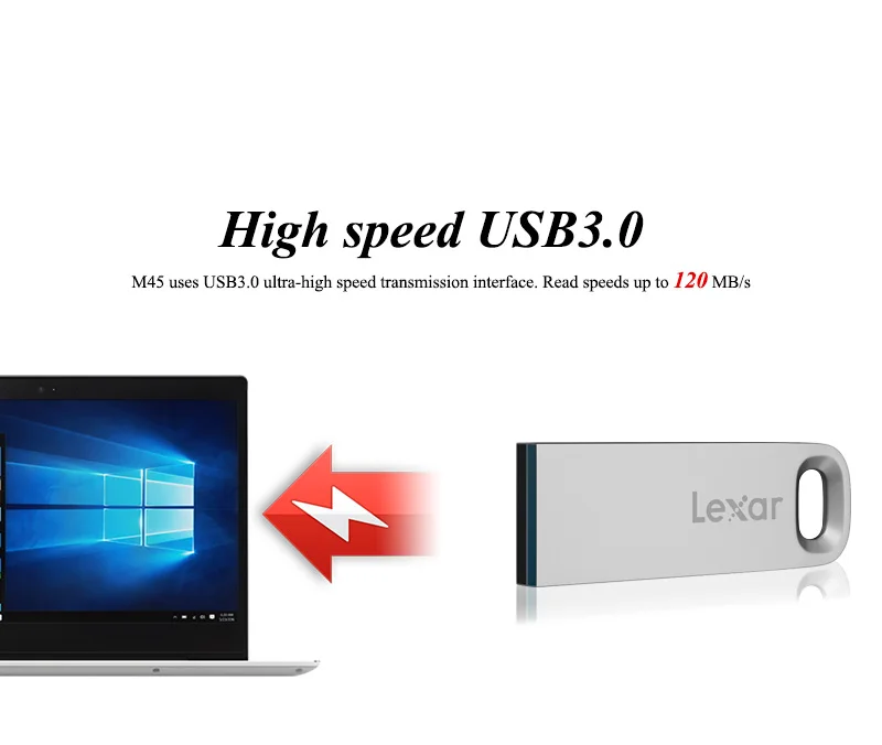 Lexar Jumpdrive M45 флеш-накопитель USB 3,0 Металлический флеш-накопитель 128 Гб 64 ГБ 32 ГБ USB флеш-накопитель Высокая скорость Макс 120 МБ/с