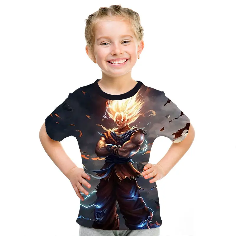 Футболка с Драконий жемчуг одежда для родителей и детей с 3d принтом Z Goku детская повседневная одежда в уличном стиле с принтом из мультфильмов для мальчиков и девочек, забавный летний топ