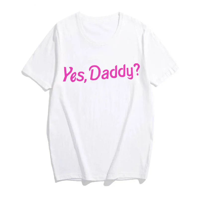 Luslos/летние модные топы Футболка для девочек с надписью YES DADDY Tumblr Эстетическая