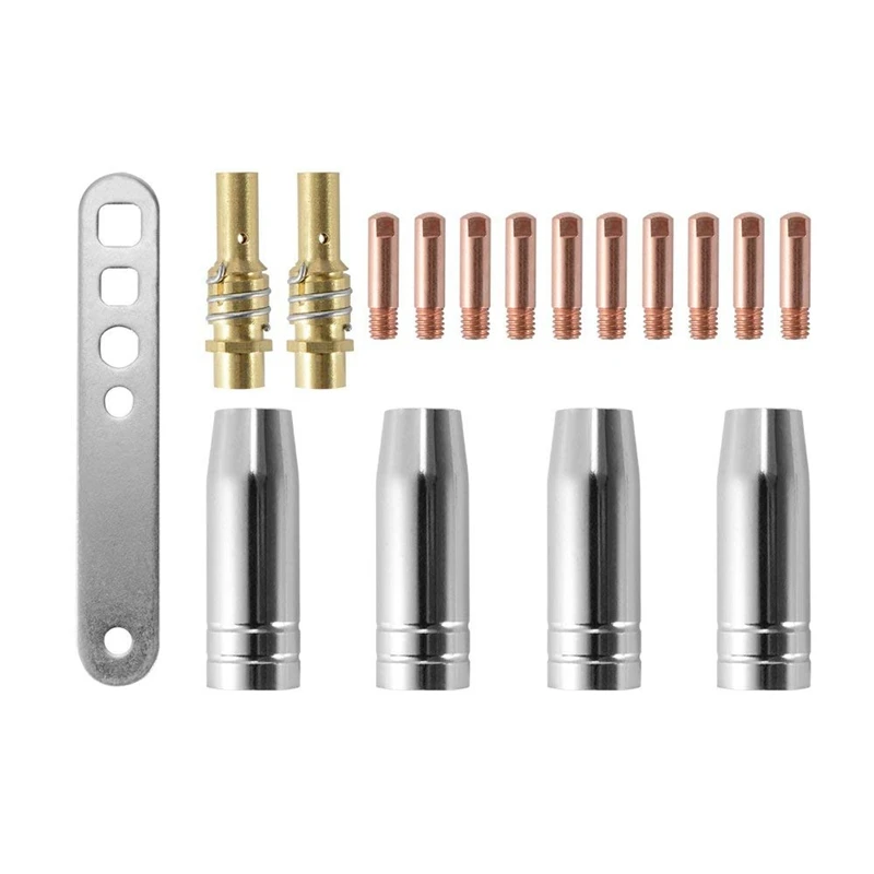 HHO 17Pcs/набор 15Ak Mig/Mag сварочное сопло Контактный наконечник 0.8X25Mm M6 газовый