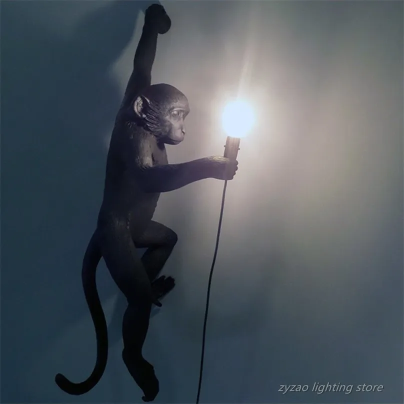 Черная обезьяна смолы настенный светильник ресторан пеньковая веревка мода простой Wandlamp скандинавские Реплики смолы Seletti домашний декор настенные светильники