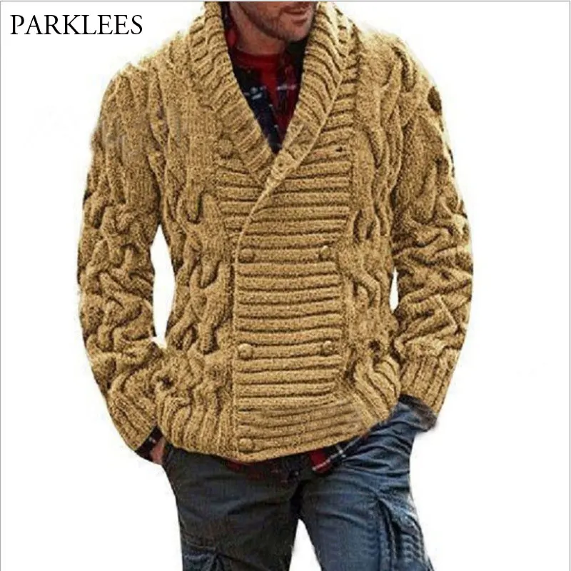 Double Breasted Mens Cardigan Sweater 2020 Autumn Sweater Coat Jacket Men Knitted Cardigan Pull Homme Twist Jumper Sweater XXL Double Breasted Mens Cardigan Sweater 2020 Autumn Sweater Coat Jacket Men Knitted Cardigan Pull Homme Twist Jumper Sweater XXL