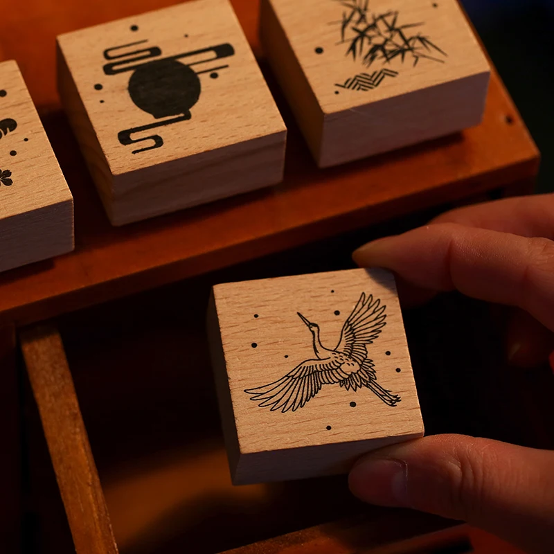 2 х винтажных японских деревянных печатей крановые декоративные штампы