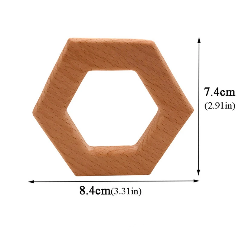 Деревянный Прорезыватель для новорожденных из бука с геометрическим шестиугольным покрытием, цепочка для сосок, 3C, сертификация, деревянный прорезыватель, игрушка - Цвет: Wooden Teether