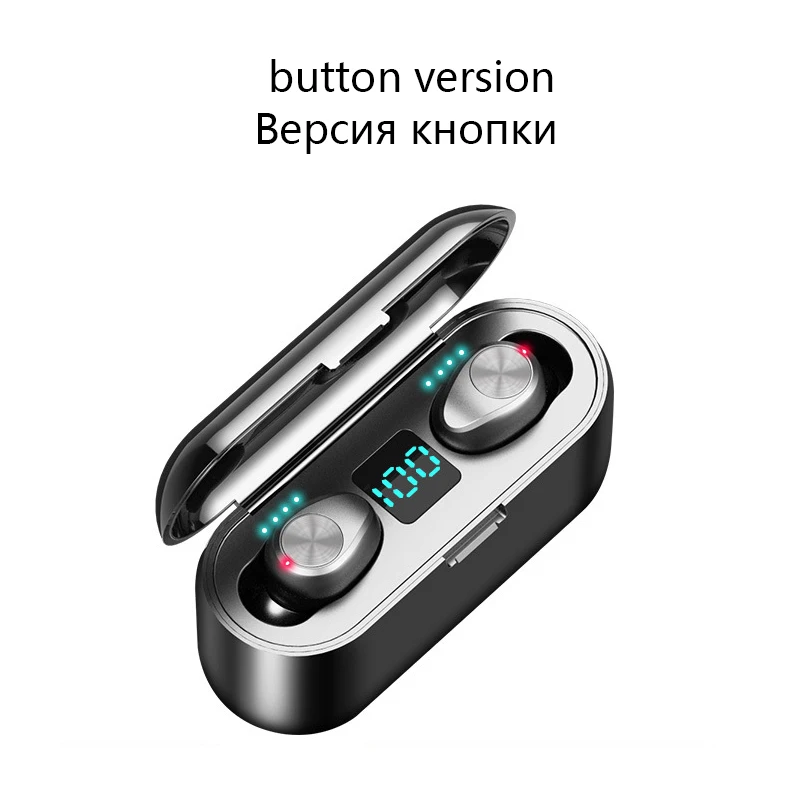 Сенсорные Bluetooth 5,0 беспроводные наушники Blutooth с шумоподавлением, наушники с громкой связью F9, спортивные TWS наушники - Цвет: button version