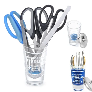 

High Quality Disinfecting Sterilizing Glass Jar for Barber Scissors Nipper Nail Art Hygiene Tools Nail Equipment Sterilizing Too
