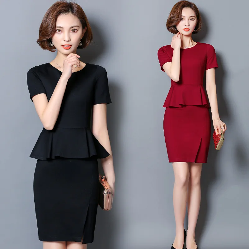 

OL Dress Elegant Beauty Salon Work Clothes Business Suit WOMEN'S Short Sleeved Jewelry Store Clothes