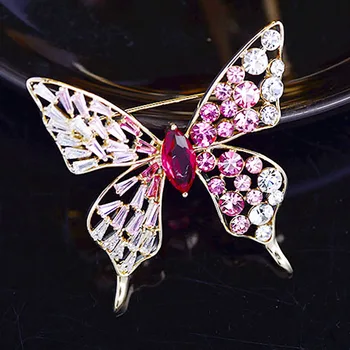 

Elegant shiny yellow pink cubic zirconia butterfly brooches for women clothes accessories, fashion insect broche sweater jewelry