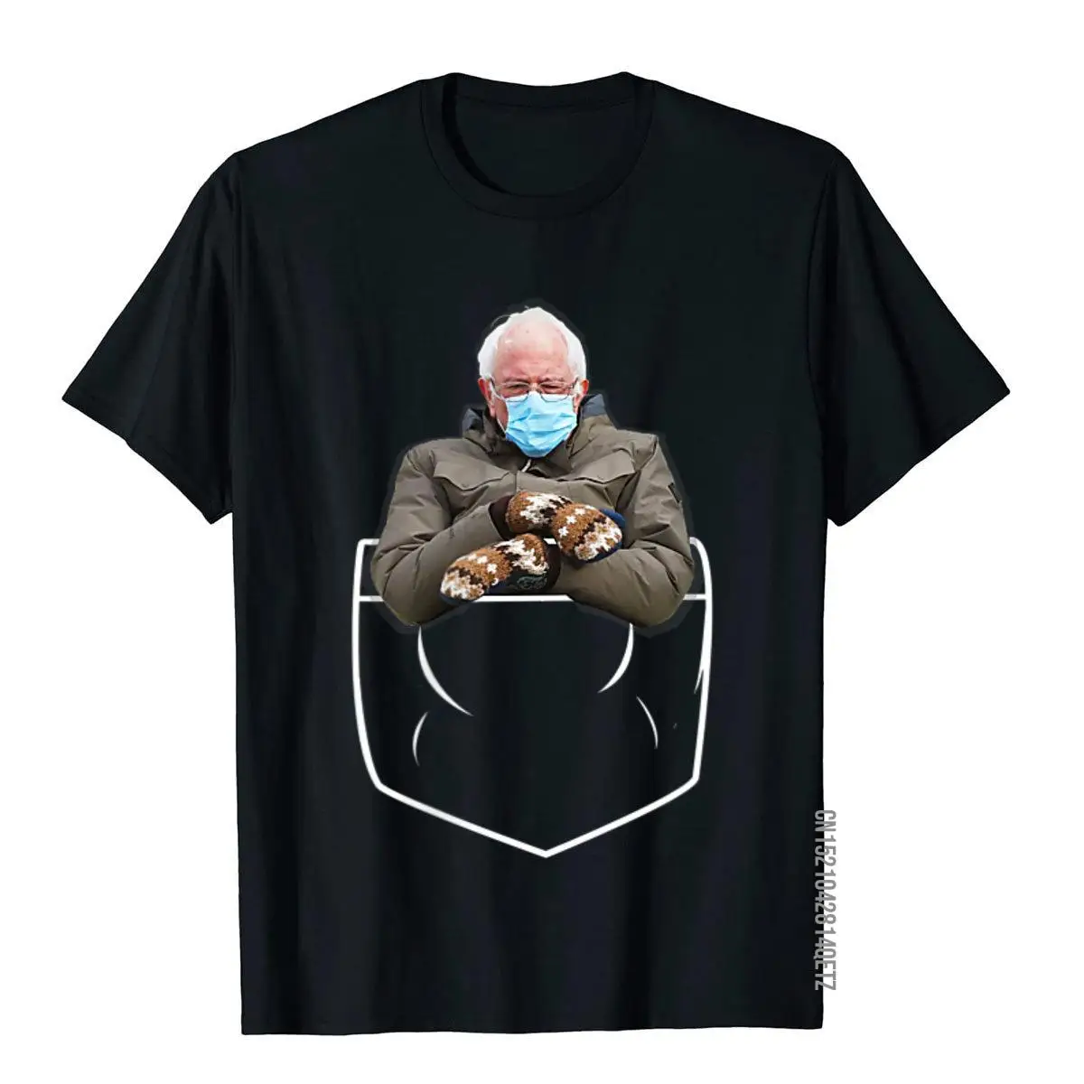 Bernie Sanders Mittens Pocket Inauguration Meme Funny T-Shirt__B10478black