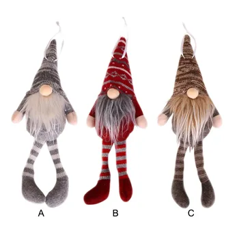 

Christmas Pendant Knitted Long Leg Gnome Doll Xmas Tree Drop Ornament Holiday Decor Gift