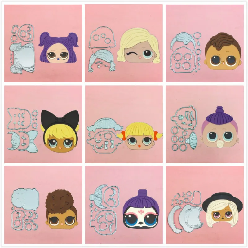 

Lovely Girl Doll head Hat bow Metal Cut Dies Christmas Stencils For DIY Scrapbook Paper Card Decorative Craft Embossing Die Cuts