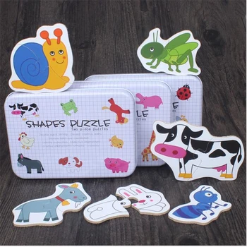 

Vehicle/Fruit/Animal Set Pair Puzzle Educational Gift Baby Toys Iron Box Infant Early Head Start Training Puzzle Cognitive Card