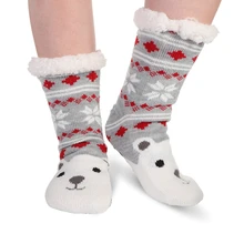 Женские зимние носки, толстые плюшевые хлопковые носки, теплые Нескользящие домашние носки-тапочки, рождественские подарки, Мультяшные ковровые носки