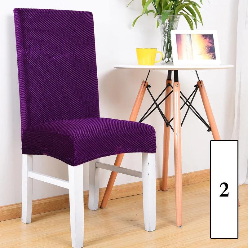 

Gold Velvet Floral Dining Chair Cover Spandex Elastic Anti-dirty Slipcovers Protector Stretch Removable Hotel Kitchen Seat Case