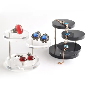 

New Jewelry Organizer Jewelry Display Stand Clear 3 Tray Acrylic Earring Bracelet Necklace Display Stand Shelf Hot Sale