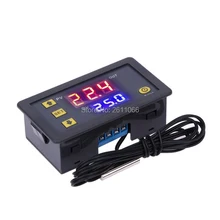 Termostato digital de controle de temperatura, w3230 12v 24v AC110-220V sonda linha 20a visor led com controle de calor/refrigeração instrumento com instrumento