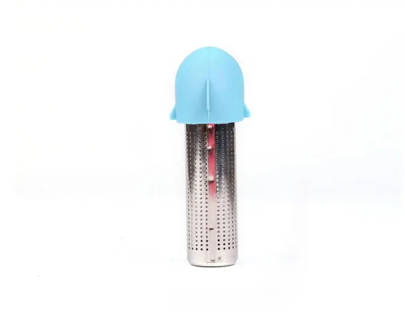 304 Stainless Steel Silicone Tea Filter Food Grade Shark Tea Tube Tea Strainer Useful 10pcs/lot