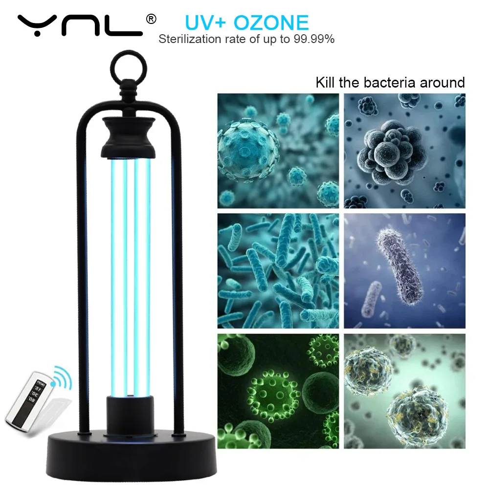 

38W Remote Control Ultraviolet UV Sterilizer Lamp Light Bulb Tube Disinfection Bactericidal UVC LED Ozone Sterilizer Mites Light