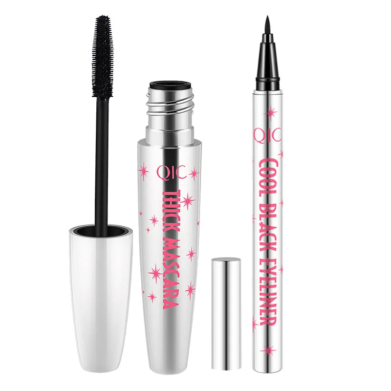 Eyeliner and Mascara QIC набор для макияжа глаз густая тушь для ресниц+ крутая подводка для глаз карандаш для макияжа Подводка для век черные чернила для ресниц косметика для завивки ресниц - Color: Eyeliner and Mascara