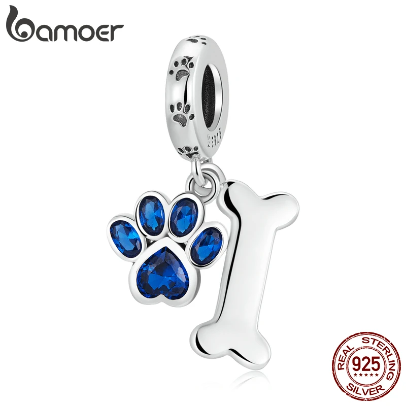 Bamoer 925 пробы серебряный кулон в виде собачьей лапы и кости подходит для