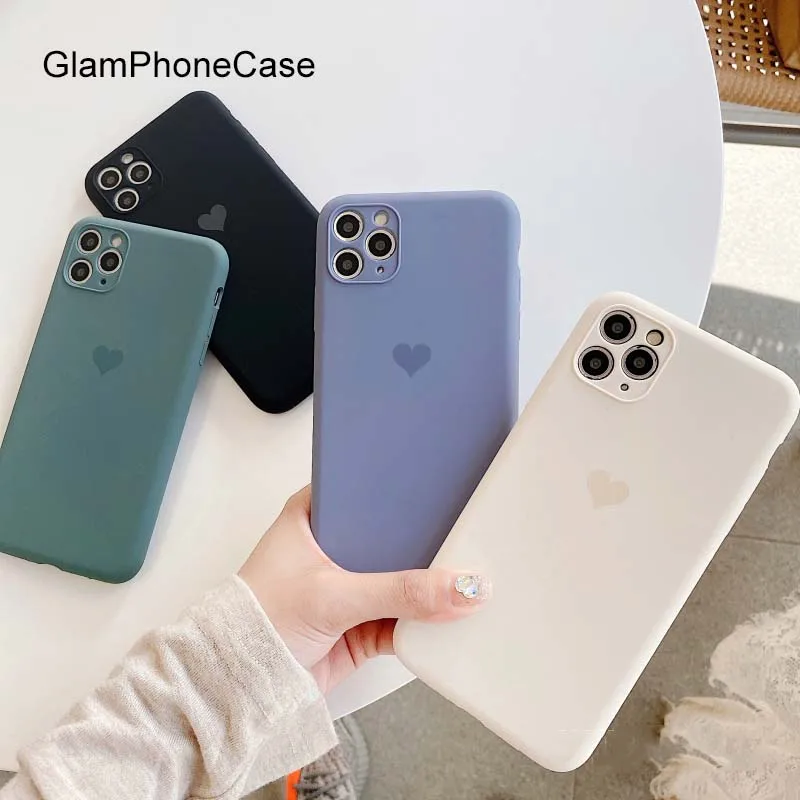 GlamPhone чехол сплошной цвет Любовь Сердце для телефона iPhone11Pro/Max X XS Max XR Мягкий