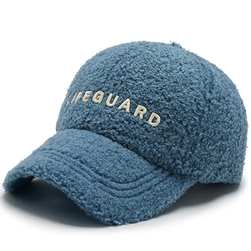 

Winter Women's Fashion Trendy ins Hip-Hop Hat Baseball Cap Lamb Plush Warm Hats Adjustable Size Embroidery Letter Sports Caps