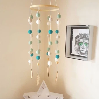 

Ins Nordic Style Plush ball Home Decor Beads Wind Chimes For Kids Room Baby Bed Hanging Wind Bell Newborn Gifts Nursery
