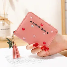 

New women's wallet short color love purse women wallet Credit card holder Leather Coin Purse Money Bag Girl