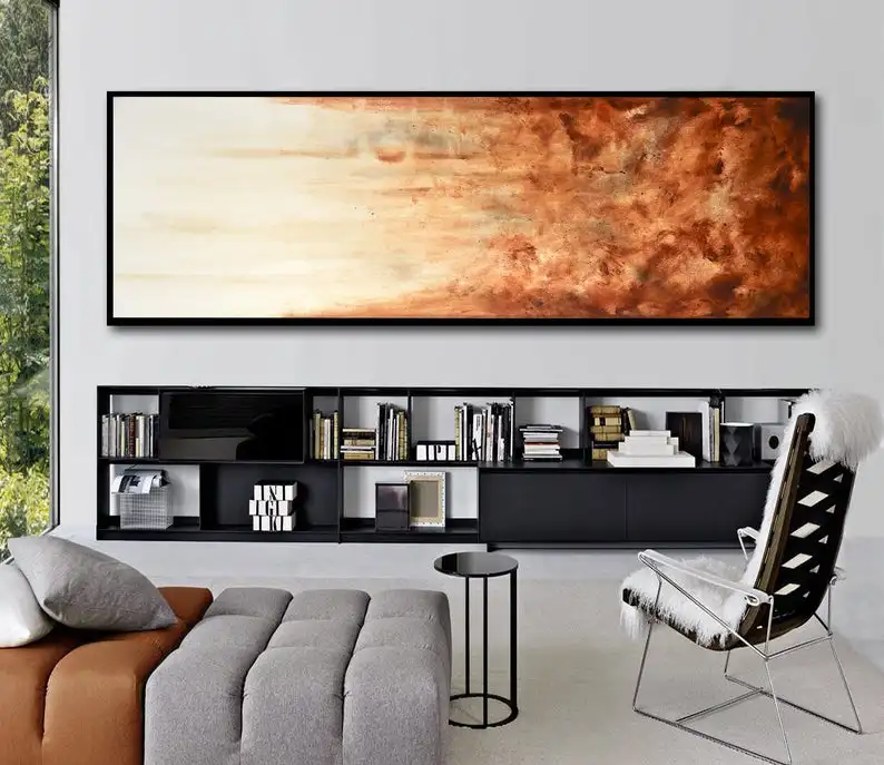 

Large art original abstract painting panoramic art big brown modern abstract oil painting fine art